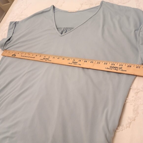 Entro Long Maxi Dress 2X Lt Blue V-neck Oversized Short Sleeve Jersey Knit - Picture 5 of 9